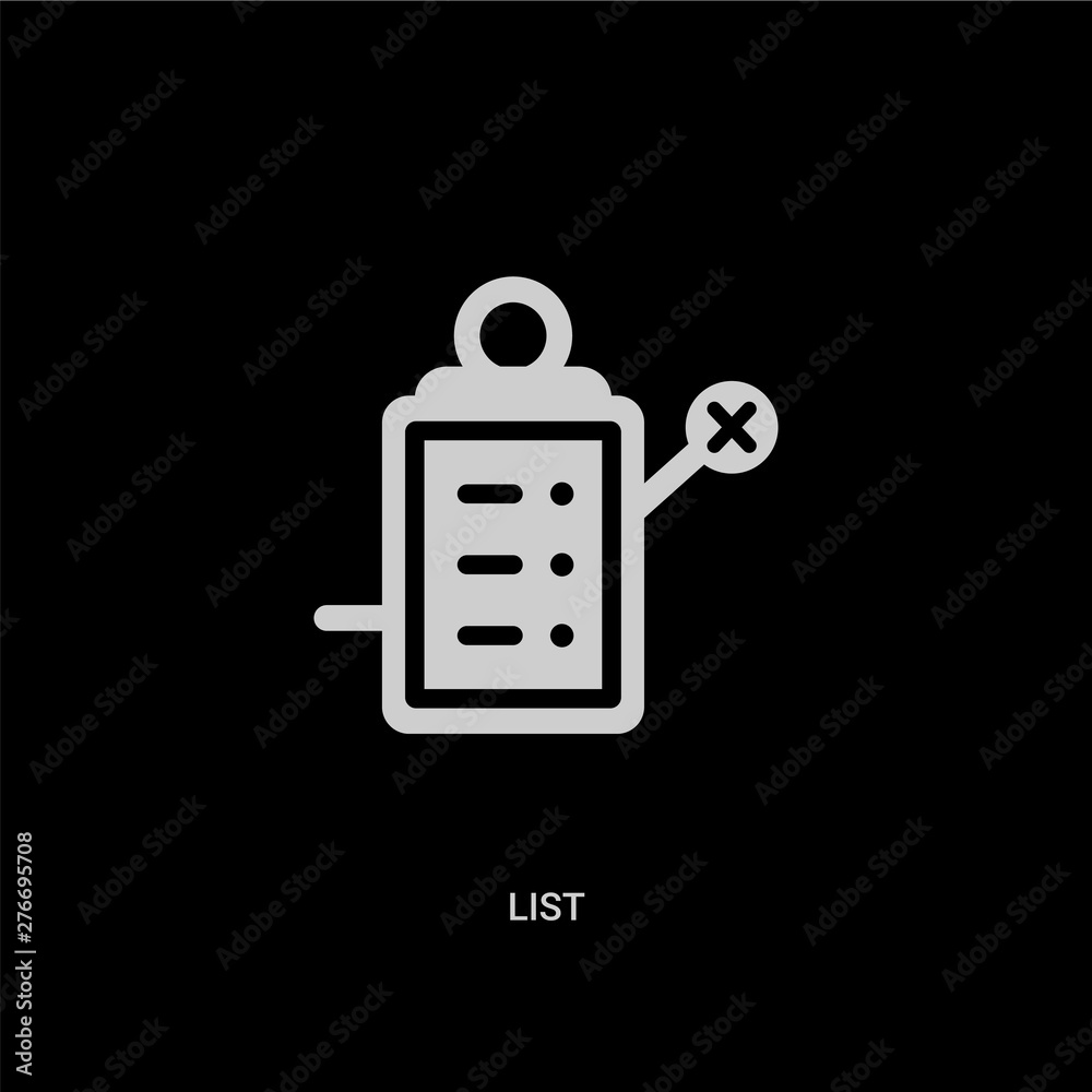 white list vector icon on black background. modern flat list from strategy concept vector sign symbol can be use for web, mobile and logo. white list vector icon on black background. modern flat list from strategy concept vector sign symbol can be use for web, mobile and logo.
