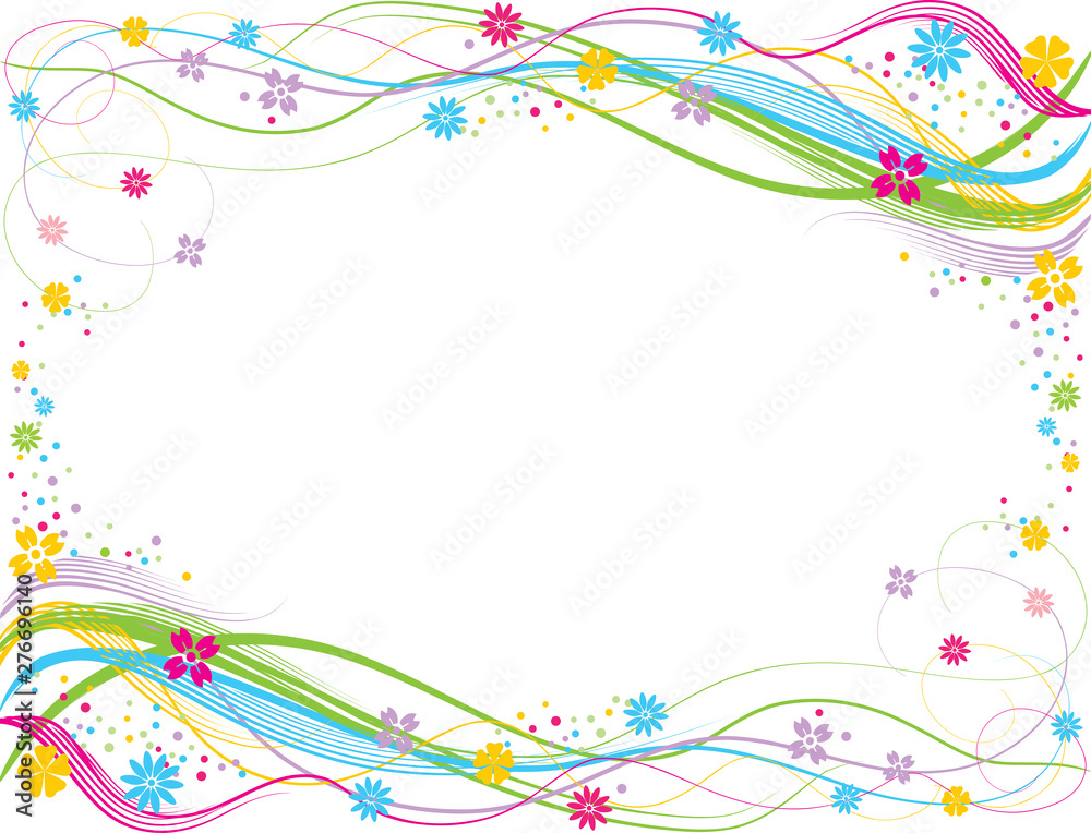 Obraz premium A decorative vector frame from colorful lines,swirls and flowers