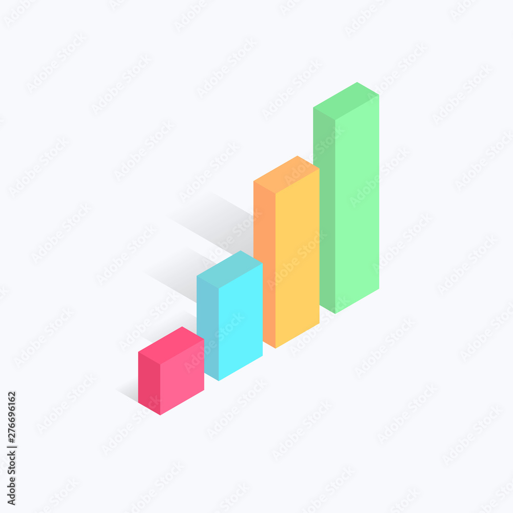 Statistics Bars Isometric Color Icon