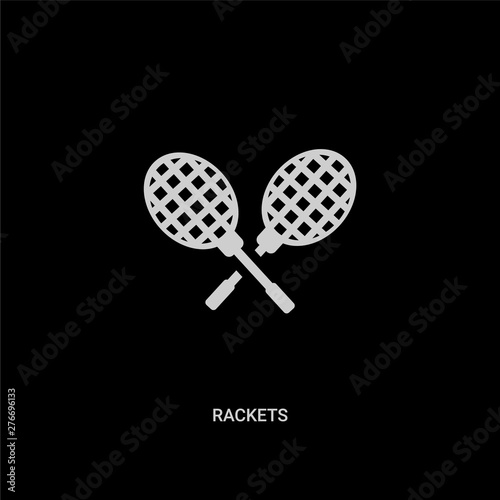 white rackets vector icon on black background. modern flat rackets from summer concept vector sign symbol can be use for web, mobile and logo.