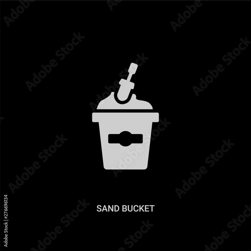 white sand bucket vector icon on black background. modern flat sand bucket from summer concept vector sign symbol can be use for web, mobile and logo. photo