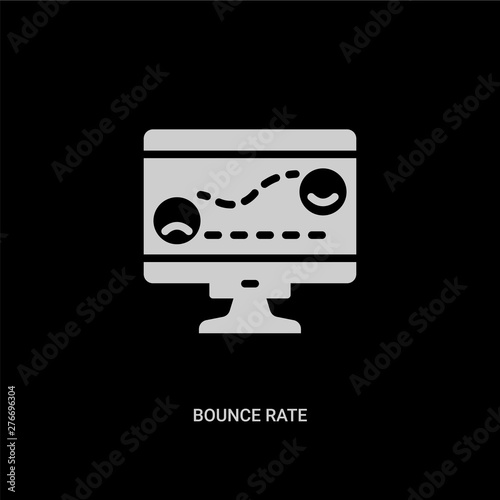 white bounce rate vector icon on black background. modern flat bounce rate from technology concept vector sign symbol can be use for web, mobile and logo.