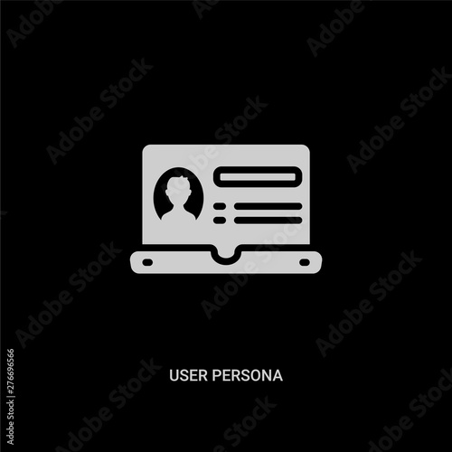 white user persona vector icon on black background. modern flat user persona from technology concept vector sign symbol can be use for web, mobile and logo.