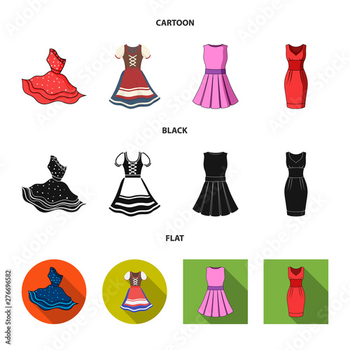 Isolated object of dress and clothes symbol. Collection of dress and evening stock symbol for web.