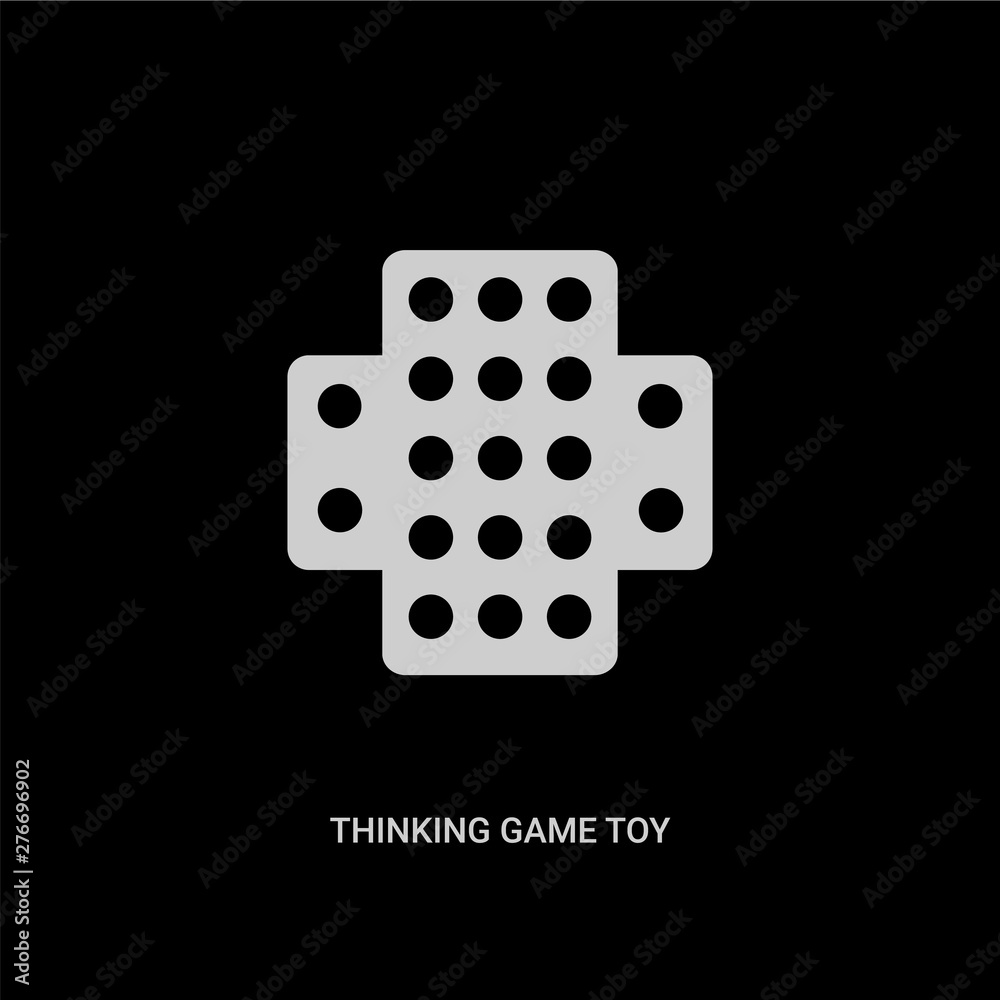 Foto white thinking game toy vector icon on black background