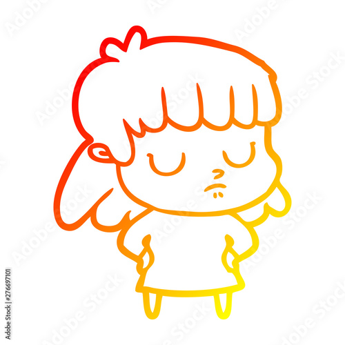 warm gradient line drawing cartoon indifferent woman