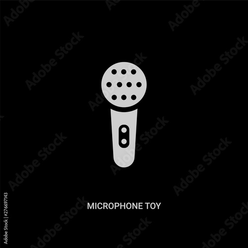 white microphone toy vector icon on black background. modern flat microphone toy from toys concept vector sign symbol can be use for web, mobile and logo.