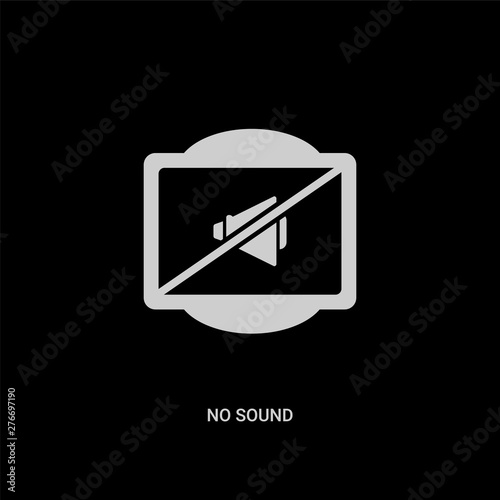white no sound vector icon on black background. modern flat no sound from traffic signs concept vector sign symbol can be use for web, mobile and logo.