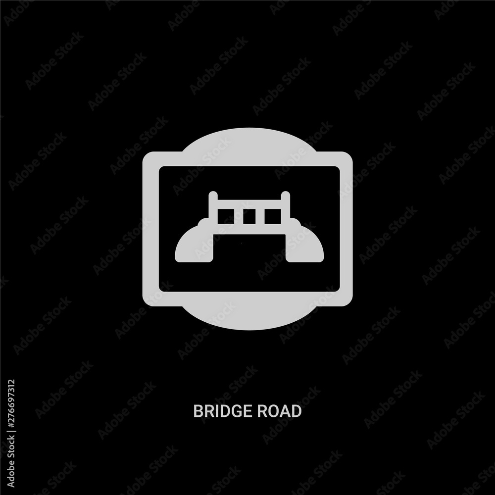 white bridge road vector icon on black background. modern flat bridge road from traffic signs concept vector sign symbol can be use for web, mobile and logo.