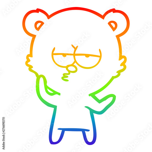 rainbow gradient line drawing bored bear cartoon