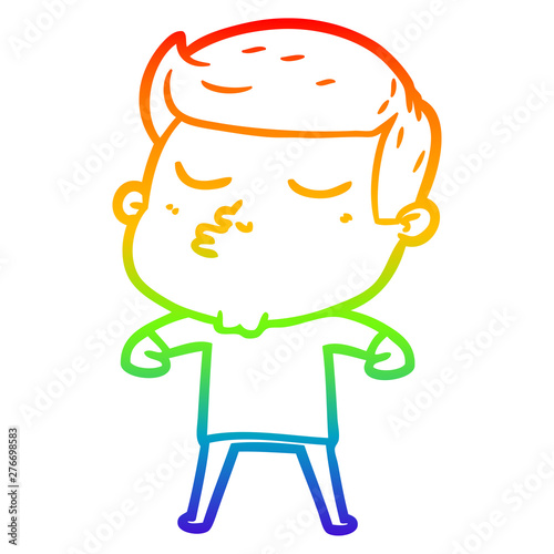 rainbow gradient line drawing cartoon model guy pouting