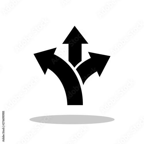 Three Way Arrow icon in flat style. Decision making symbol for your web site design, logo, app, UI Vector EPS 10.
