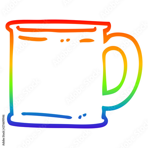 rainbow gradient line drawing cartoon tankard