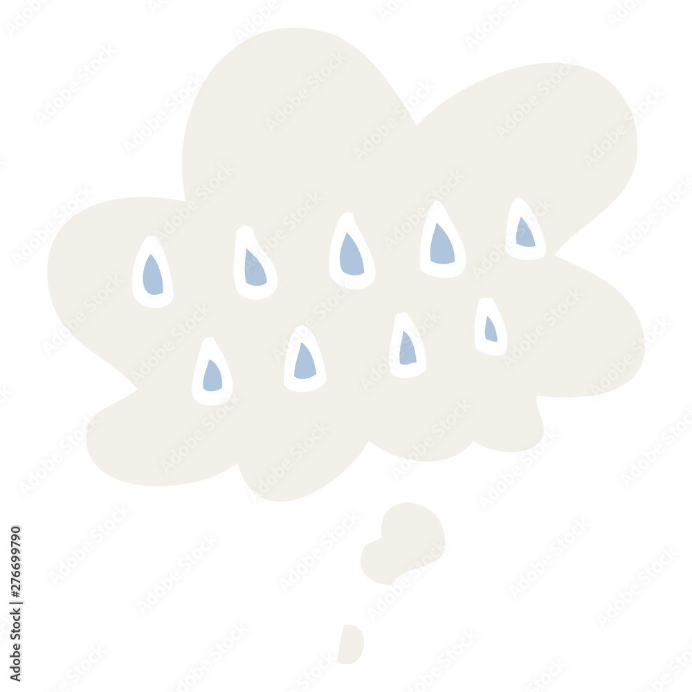 cartoon rain and thought bubble in retro style cartoon rain and thought bubble in retro style