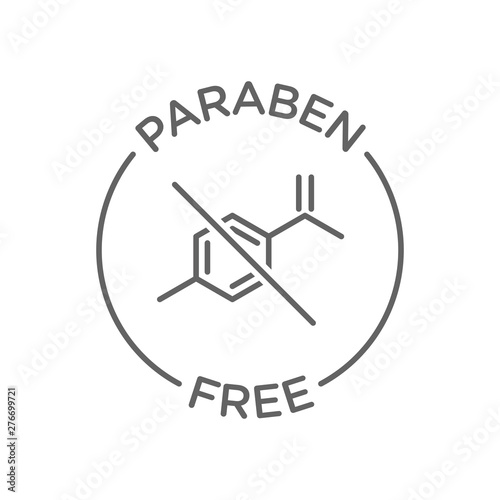 Paraben free icon cosmetic vector label. Vector logo skincare  health safe product with no paraben.