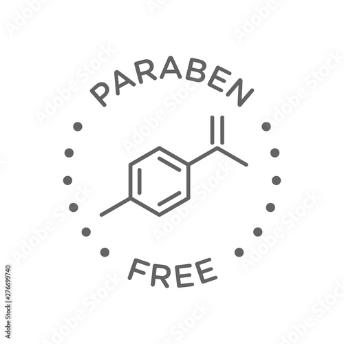 Paraben free icon cosmetic vector label. Vector logo skincare  health safe product with no paraben.