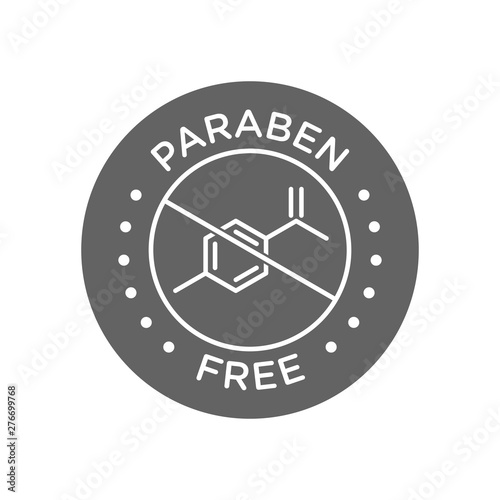 Paraben free icon cosmetic vector label. Vector logo skincare health safe product with no paraben.