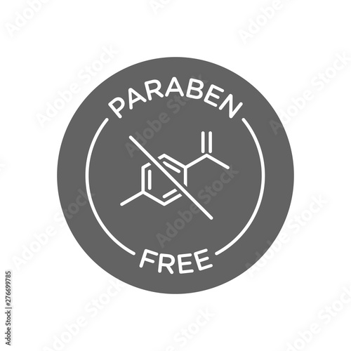 Paraben free icon cosmetic vector label. Vector logo skincare  health safe product with no paraben.