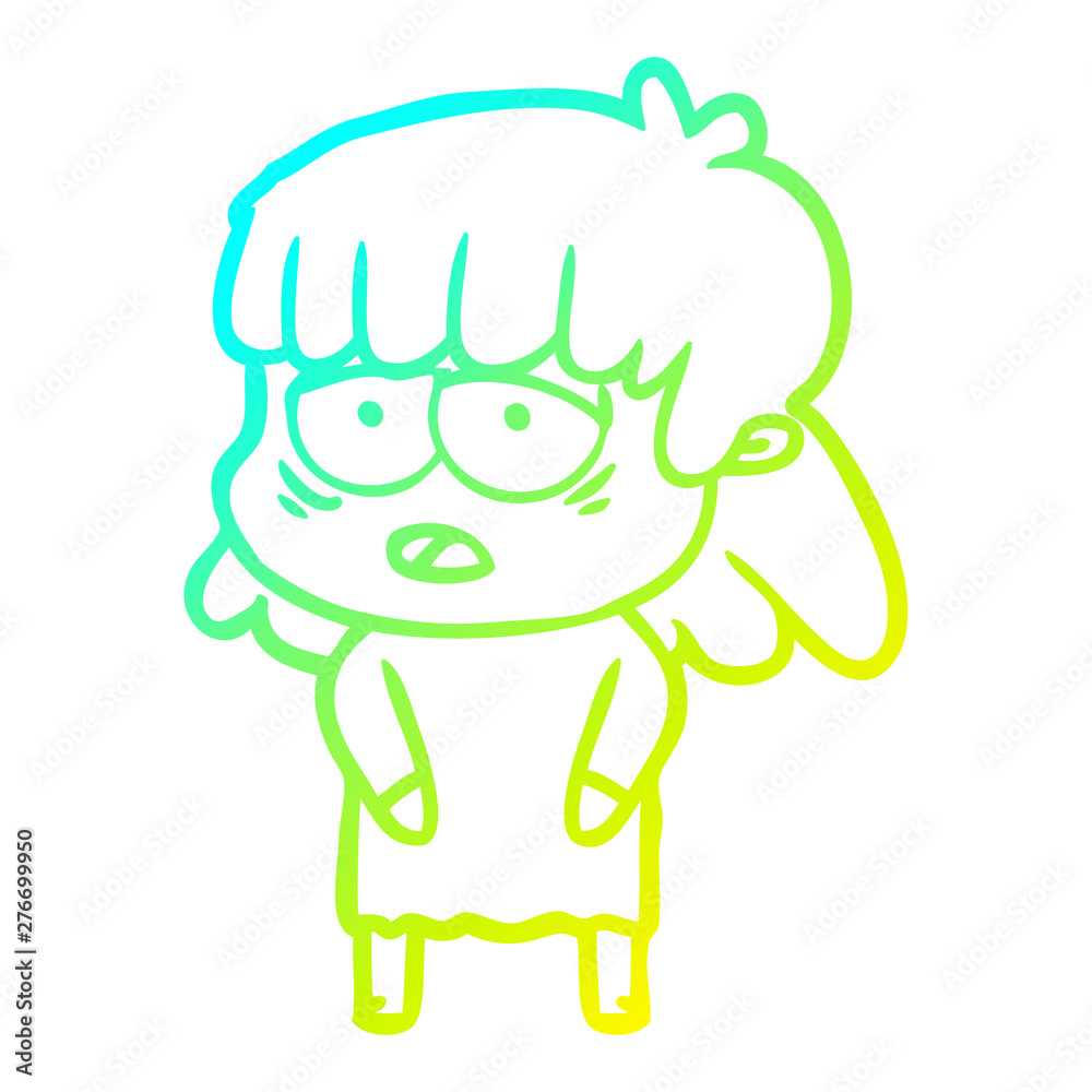 cold gradient line drawing cartoon tired woman cold gradient line drawing cartoon tired woman