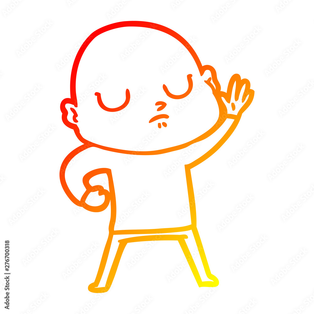 warm gradient line drawing cartoon bald man warm gradient line drawing cartoon bald man
