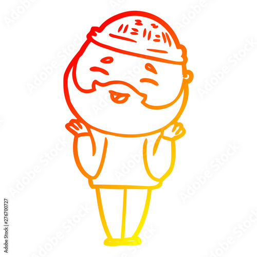 warm gradient line drawing cartoon happy bearded man