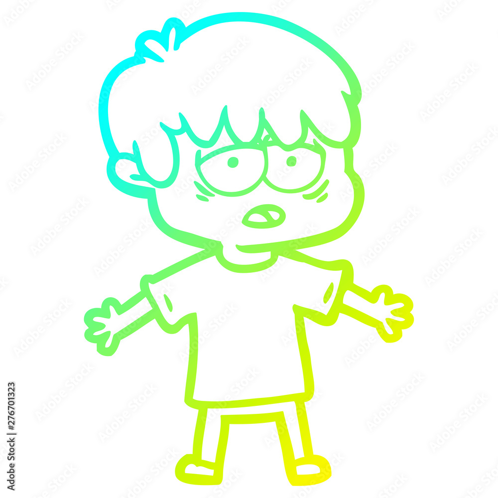 cold gradient line drawing cartoon exhausted boy cold gradient line drawing cartoon exhausted boy