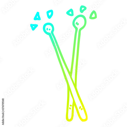 cold gradient line drawing cartoon drum sticks