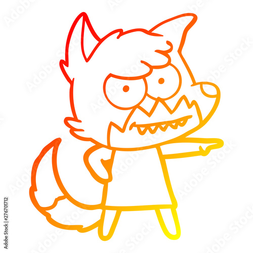 warm gradient line drawing cartoon grinning fox