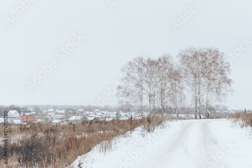 Wallpaper Mural winter landscape of a deserted snow field and leaden sky Torontodigital.ca