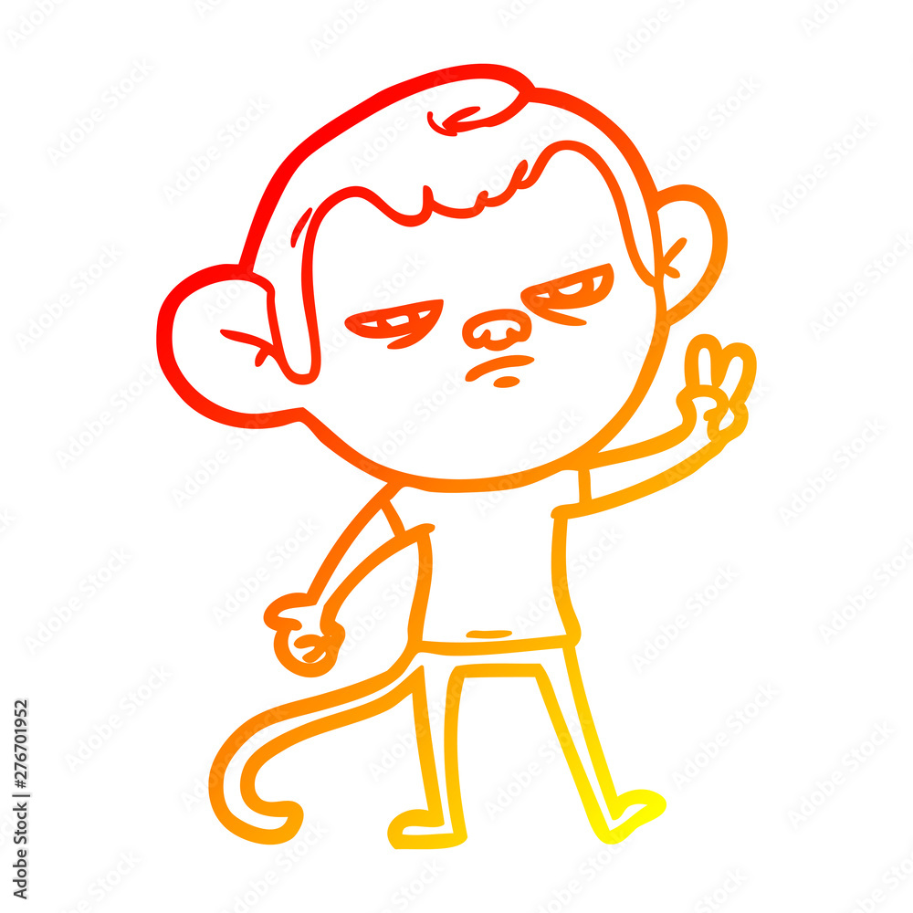 warm gradient line drawing cartoon annoyed monkey warm gradient line drawing cartoon annoyed monkey
