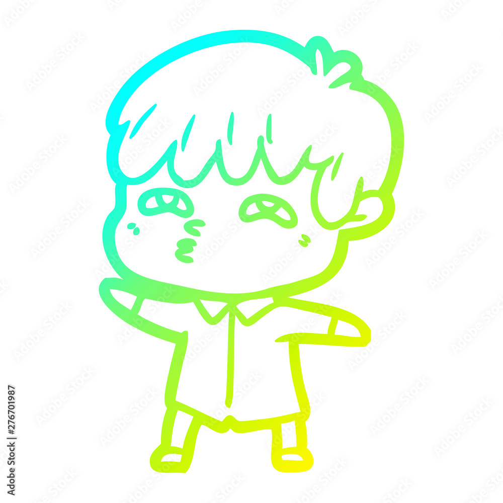 cold gradient line drawing cartoon curious man cold gradient line drawing cartoon curious man