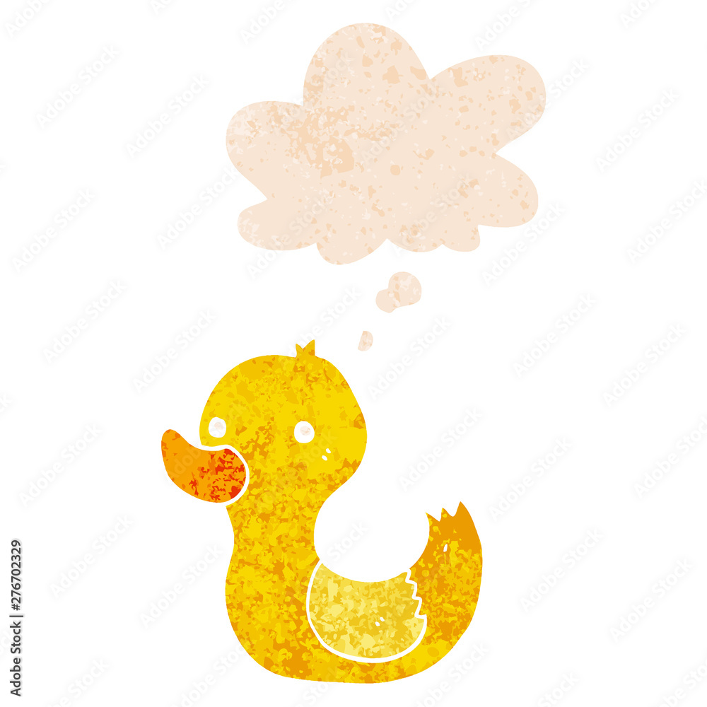 cartoon duck and thought bubble in retro textured style cartoon duck and thought bubble in retro textured style