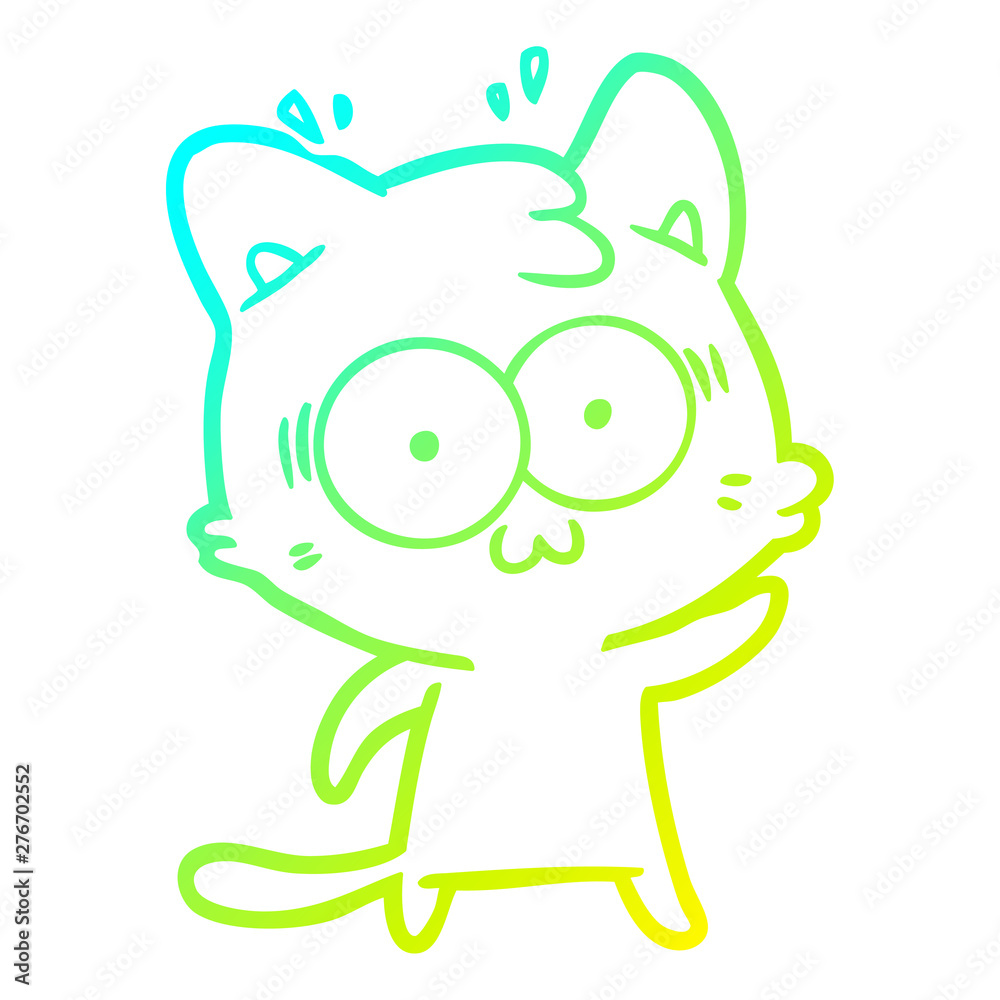 cold gradient line drawing cartoon surprised cat cold gradient line drawing cartoon surprised cat
