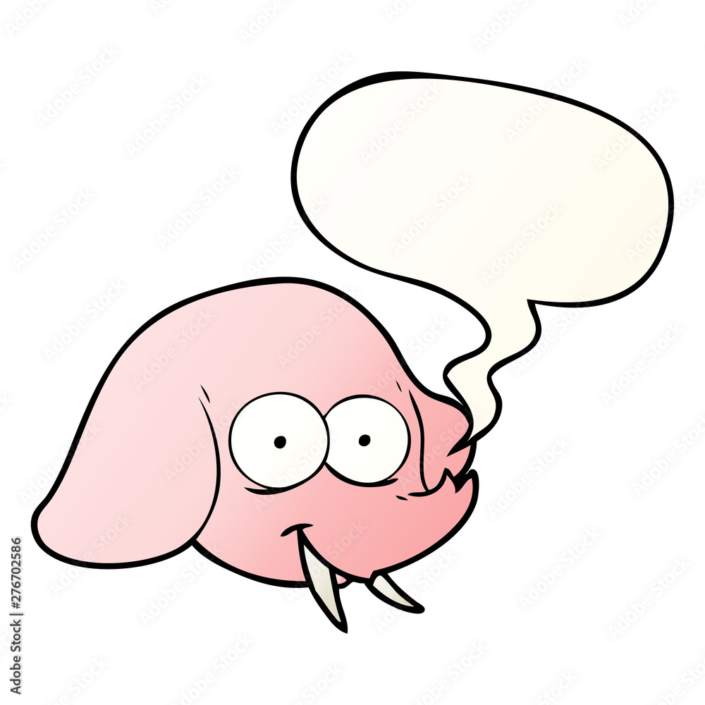 cartoon elephant face and speech bubble in smooth gradient style cartoon elephant face and speech bubble in smooth gradient style