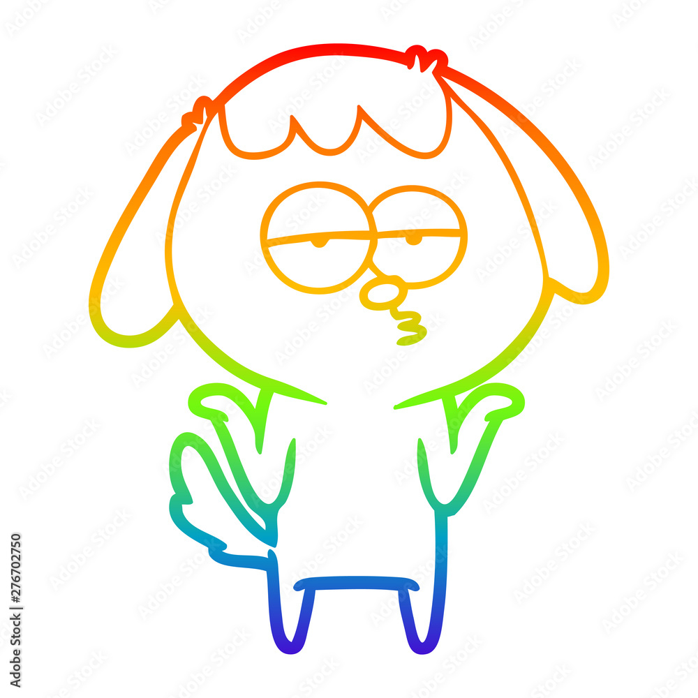 Obraz premium rainbow gradient line drawing cartoon bored dog