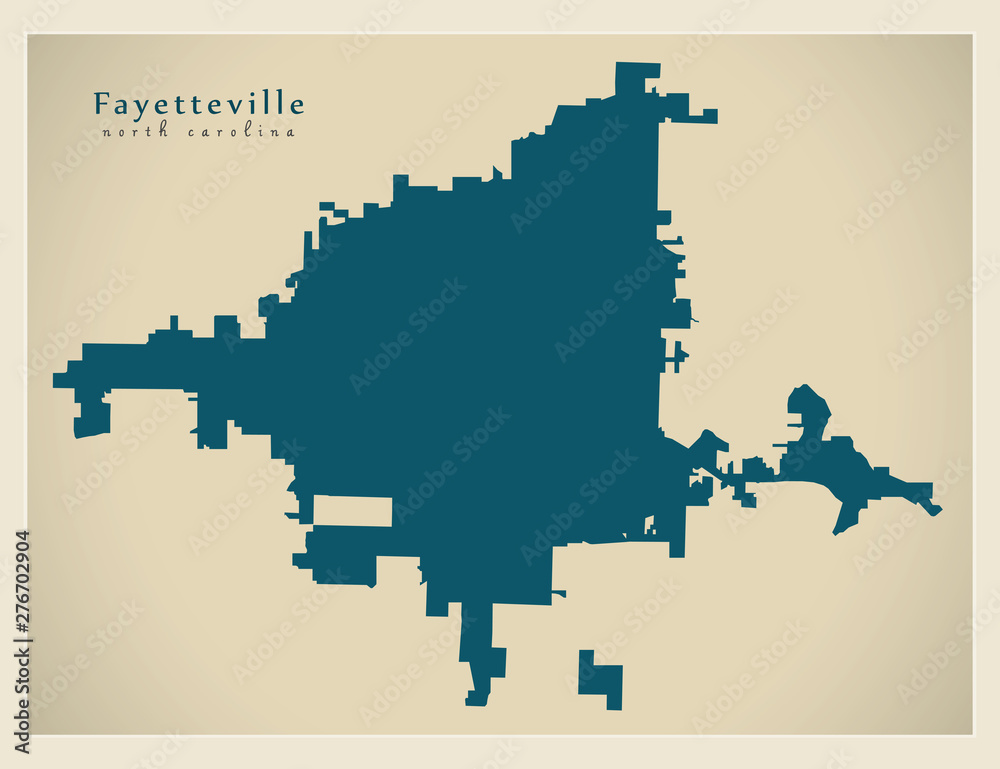 Modern City Map - Fayetteville North Carolina city of the USA