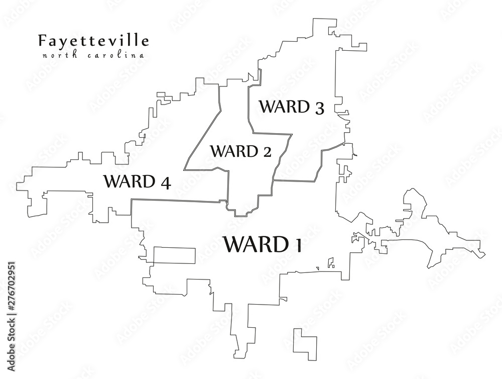 Modern City Map Fayetteville North Carolina city of the USA with