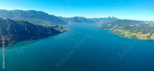 Aerial view of the lake Attersee in the Austrian Salzkammergut