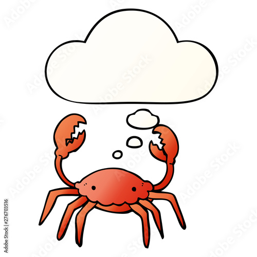 cartoon crab and thought bubble in smooth gradient style