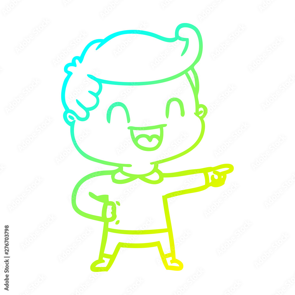 cold gradient line drawing cartoon happy man pointing cold gradient line drawing cartoon happy man pointing