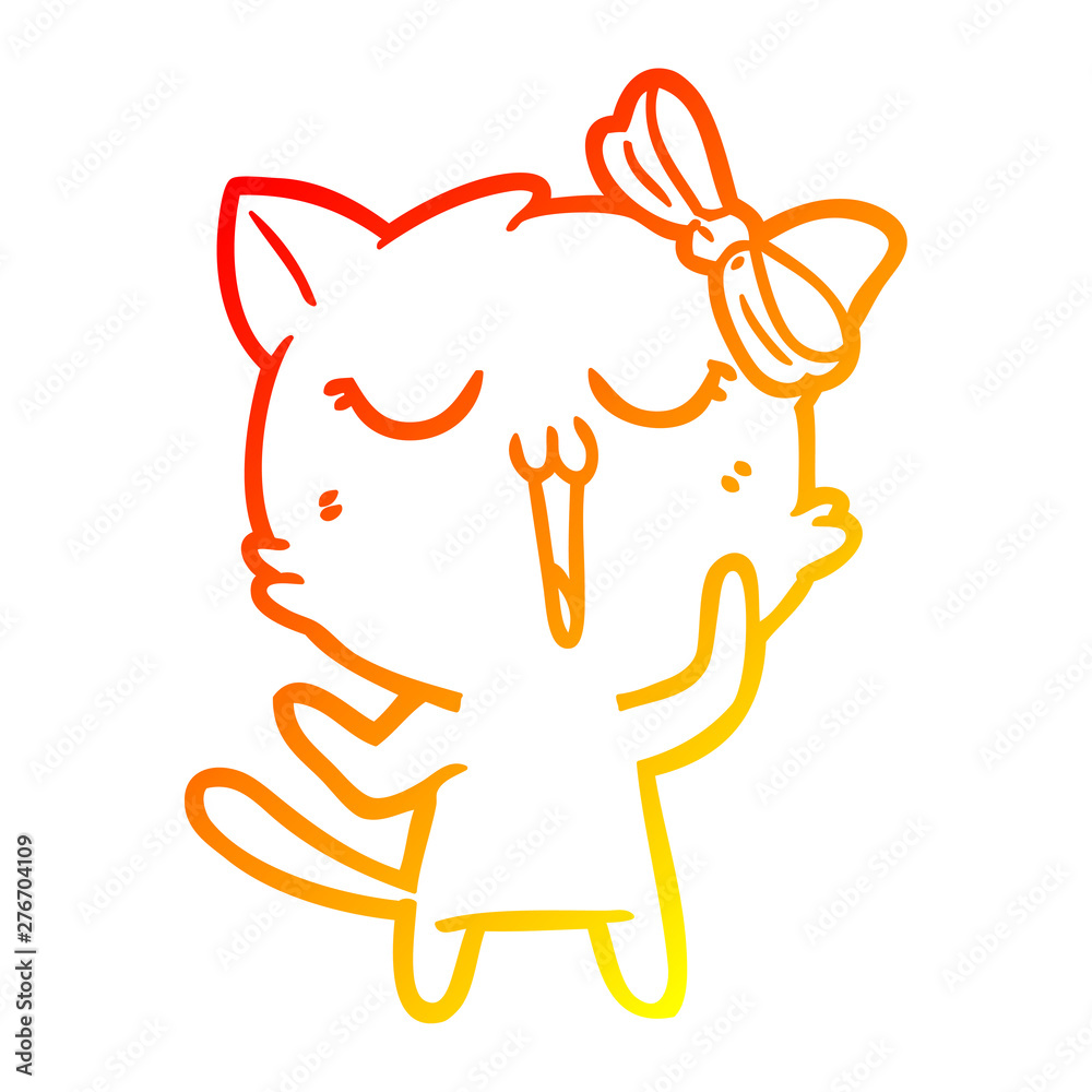 warm gradient line drawing cartoon cat