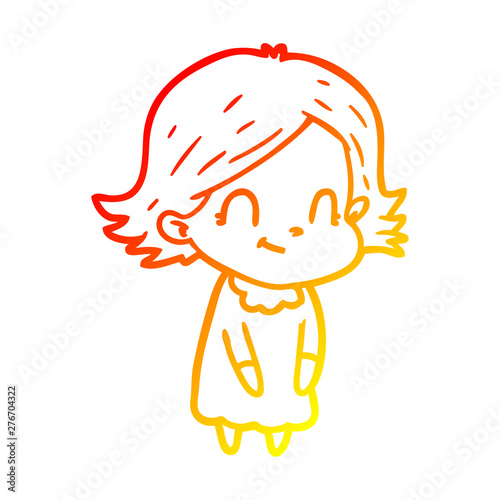 warm gradient line drawing cartoon friendly girl