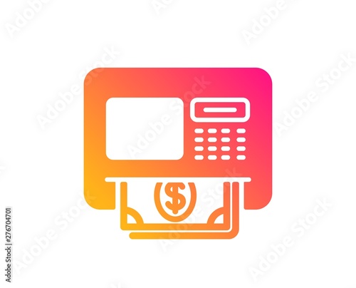 ATM icon. Money withdraw sign. Payment machine symbol. Classic flat style. Gradient aTM icon. Vector