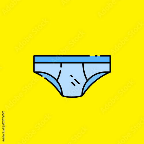 Mens underwear line icon. Classic underpants symbol. Blue under garment male briefs graphic isolated on blue background. Vector illustration.