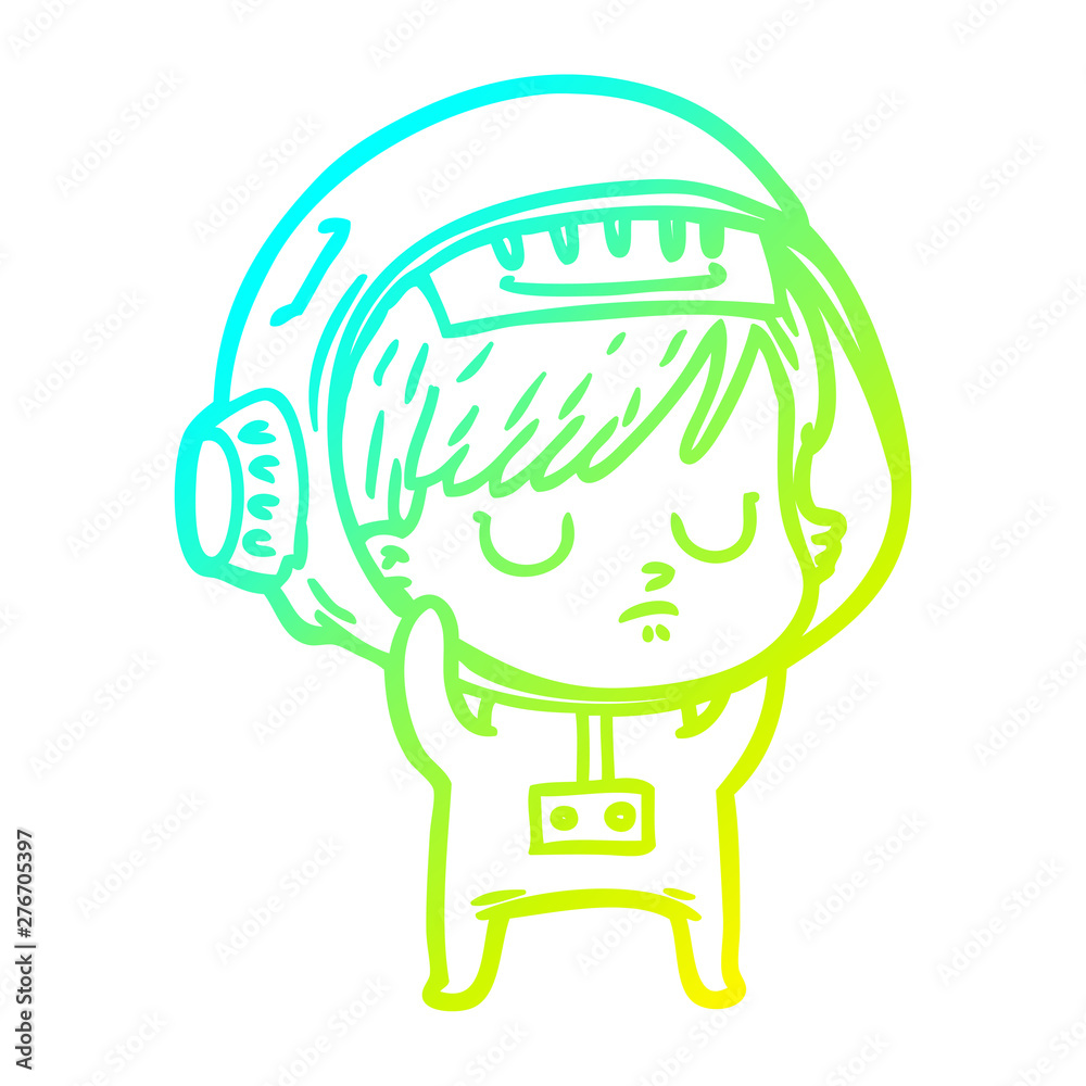 cold gradient line drawing cartoon astronaut woman cold gradient line drawing cartoon astronaut woman