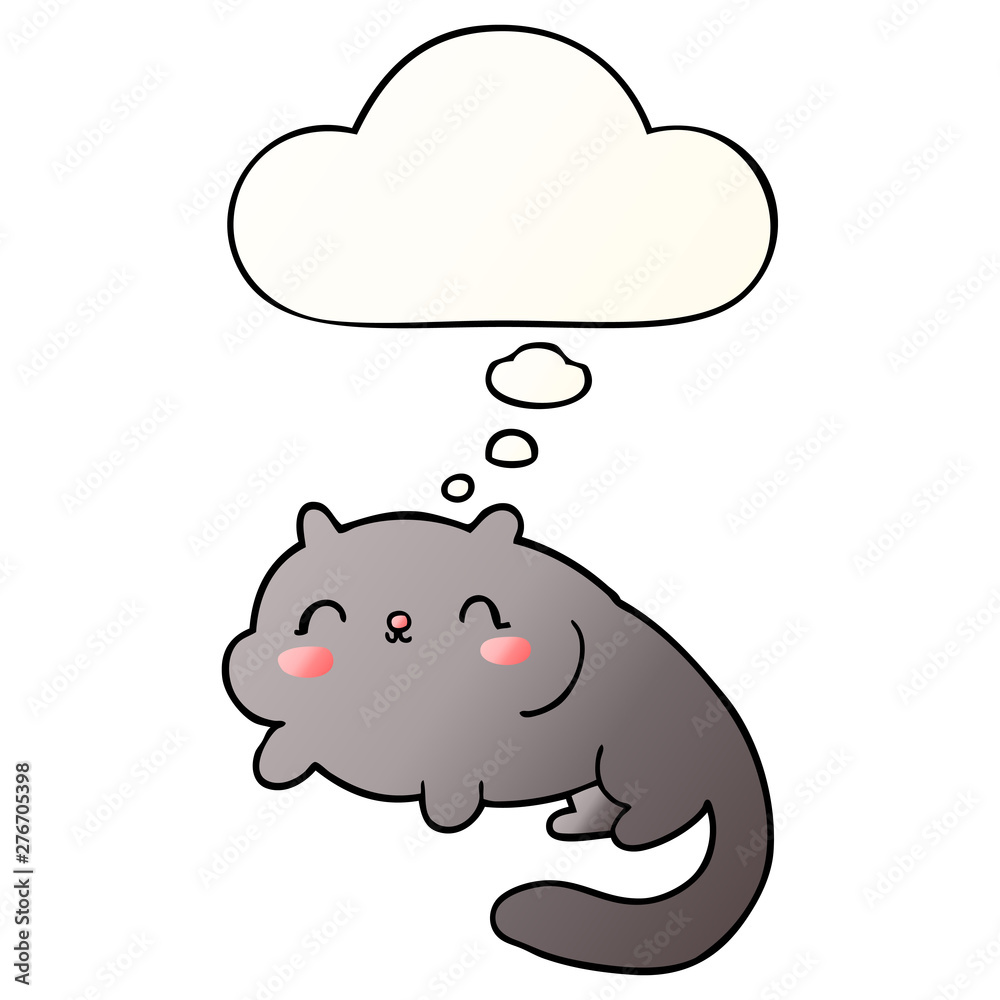 cartoon cat and thought bubble in smooth gradient style cartoon cat and thought bubble in smooth gradient style