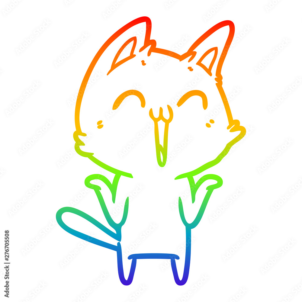 rainbow gradient line drawing happy cartoon cat rainbow gradient line drawing happy cartoon cat