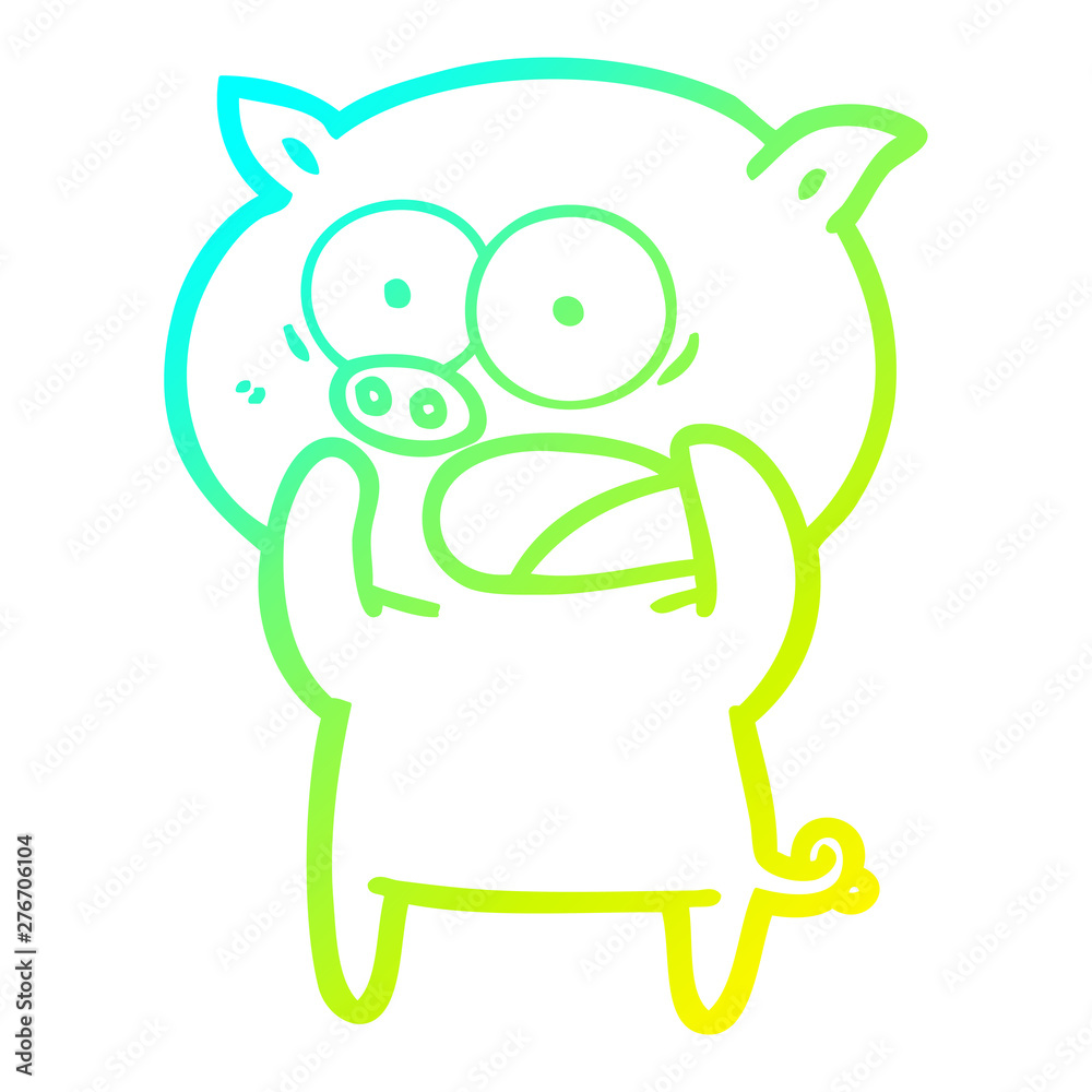 cold gradient line drawing cartoon pig shouting cold gradient line drawing cartoon pig shouting
