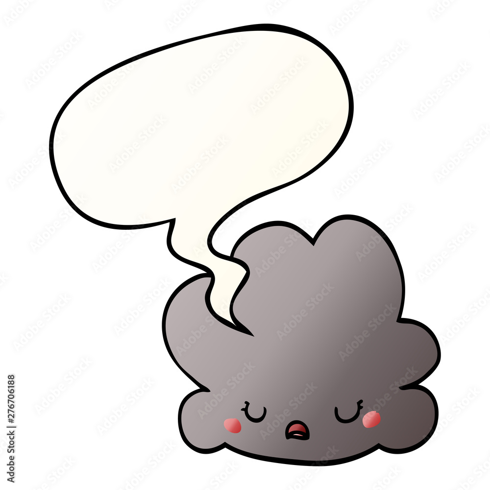 cartoon cloud and speech bubble in smooth gradient style cartoon cloud and speech bubble in smooth gradient style
