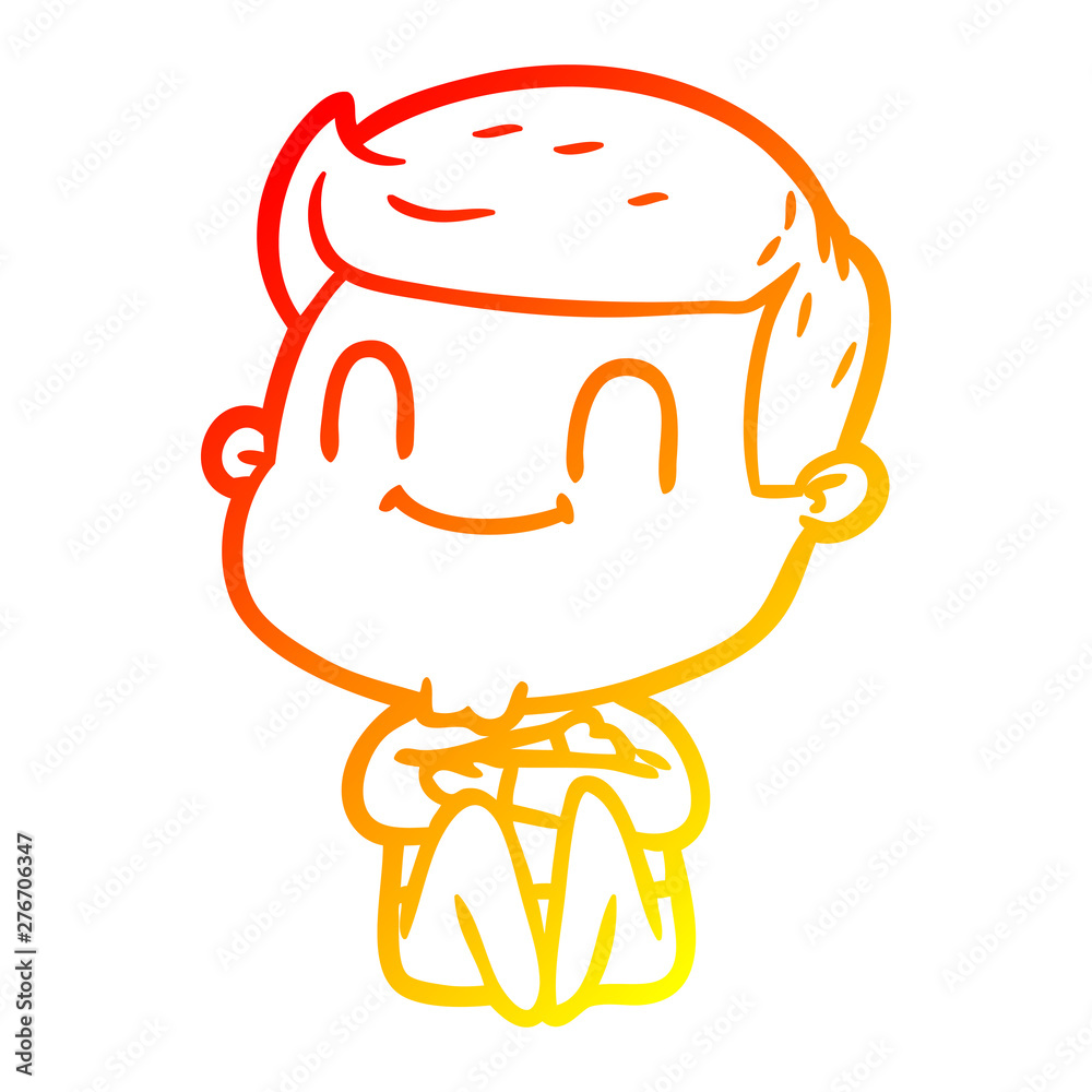 Obraz premium warm gradient line drawing cartoon friendly man